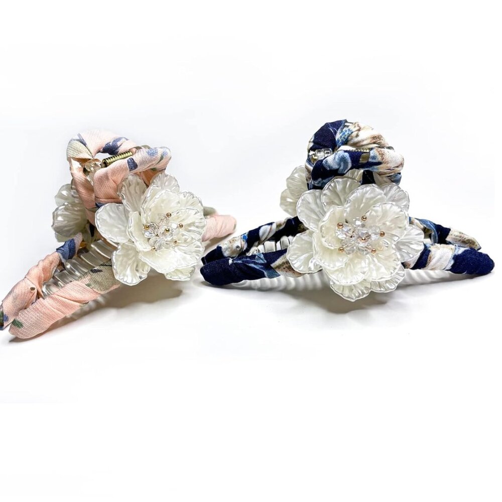 2 Pack Gorgeous Flower hair claw clips hair accessories - Picture 1 of 4